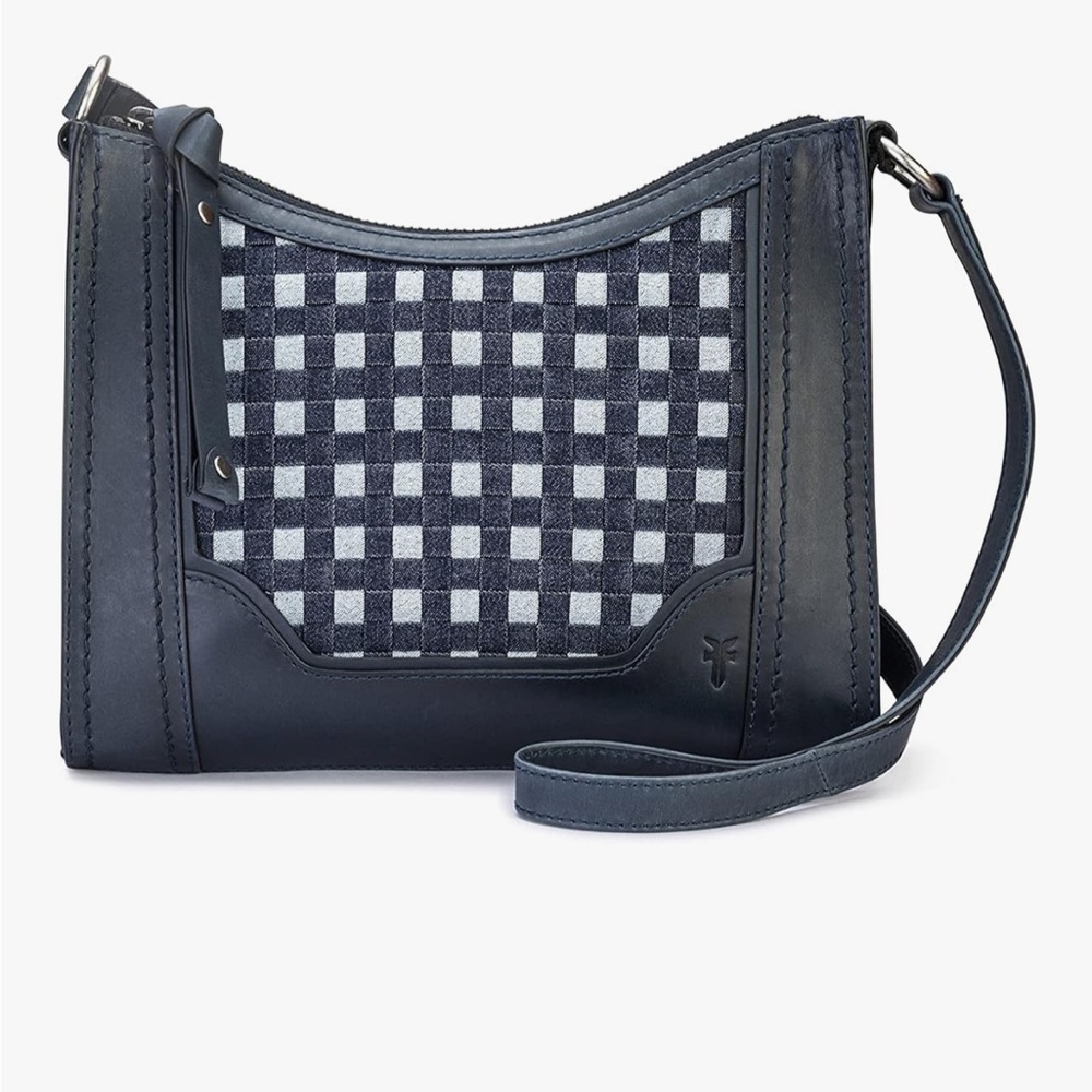 Frye Blue Denim Checkered Crossbody Leather‎ Bag - Picture 11 of 11